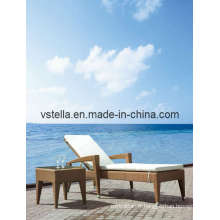 Outsunny réglable en PE en rotin chaise longue chaise chaise en bois